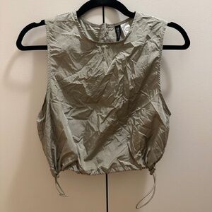H&M Green Crop Top with Elastic Drawstrings - Size S